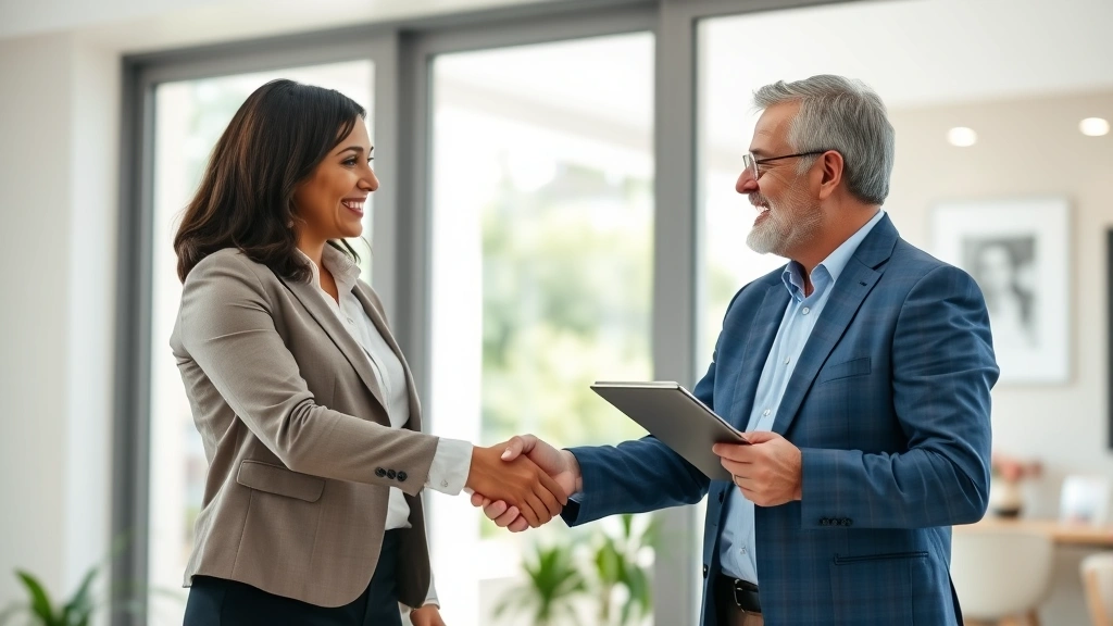 pasadena isd tax office - 
Handshake between homeowner and tax office representative after resolving payme