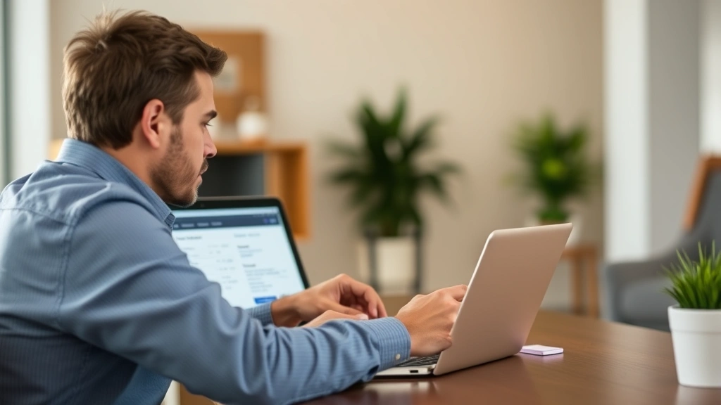 pay california estimated taxes - 
Business owner working on laptop checking California Franchise Tax Board paymen