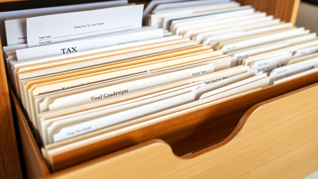 pay california estimated taxes - 
Organized filing system with tax folders, receipts, and estimated tax forms nea