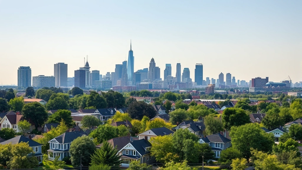 pay detroit property taxes - 
Detroit city skyline with residential neighborhood in foreground, showing diver