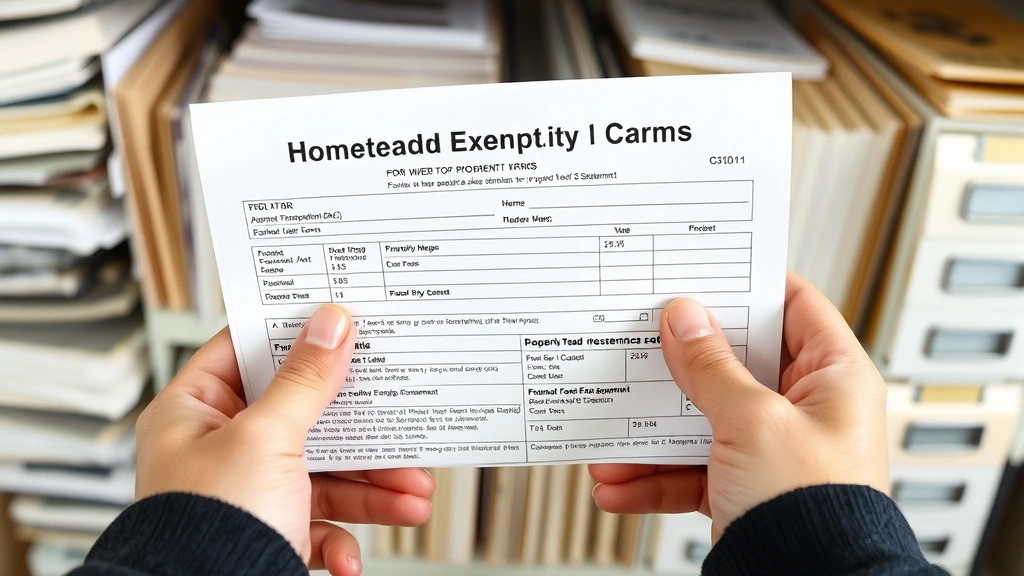 pay detroit property taxes - 
Close-up of hands holding property tax statement and homestead exemption form, 