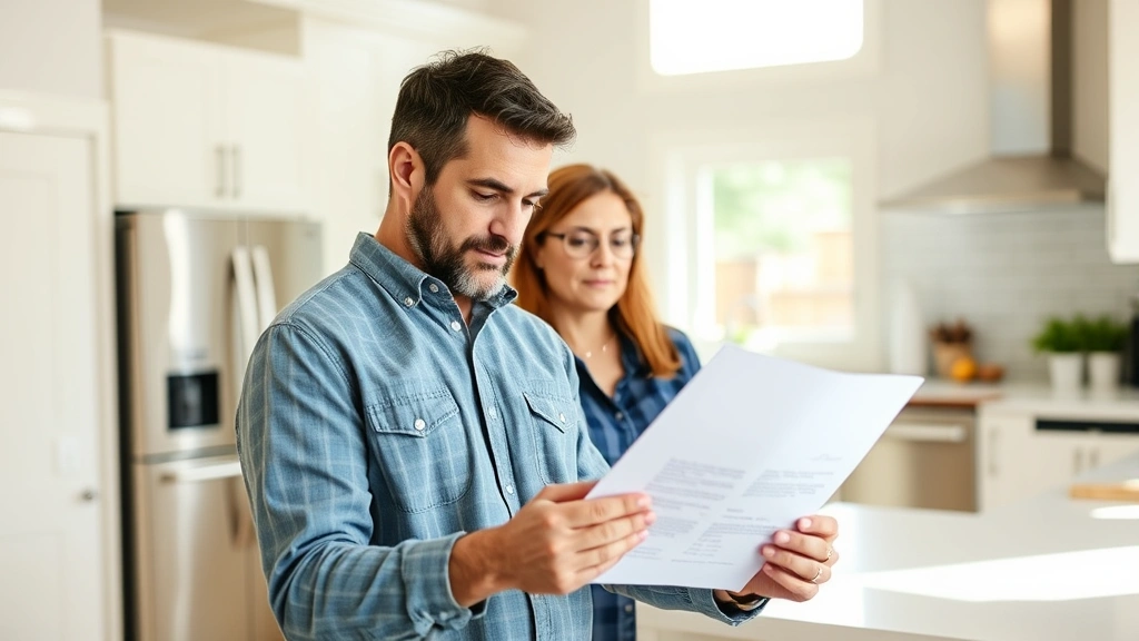 pay iowa property taxes - 
Homeowner reading official property assessment letter in bright kitchen with na
