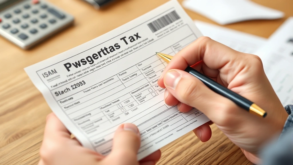 pay iowa property taxes - 
Close-up of hands holding Iowa property tax bill and pen, reviewing numbers
