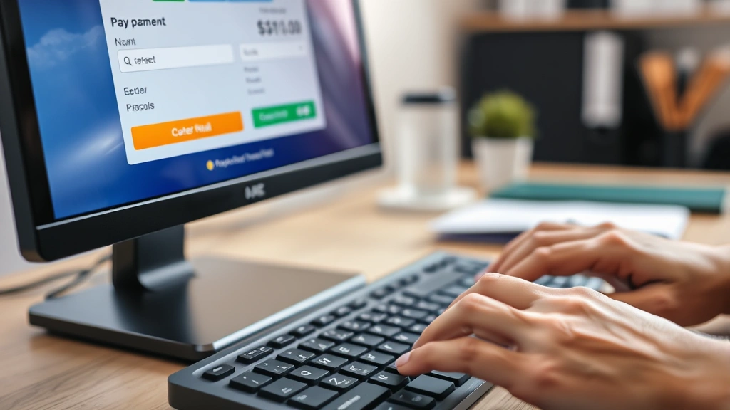 pay md state taxes online - 
Close-up of hands typing on keyboard during online payment process, computer mo