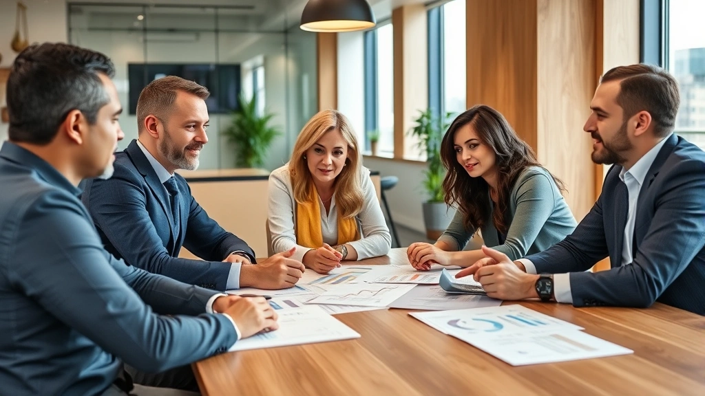 pcmc property tax - 
Diverse group of property owners in discussion with financial advisor in modern