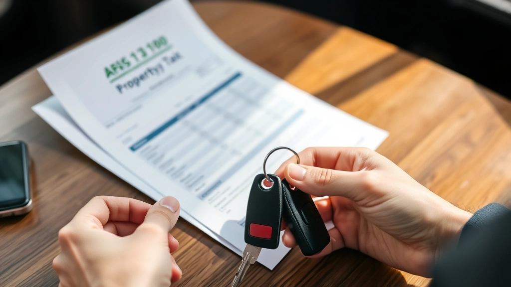 personal property tax jackson county - 
Close-up of hands holding car keys and registration documents with property tax