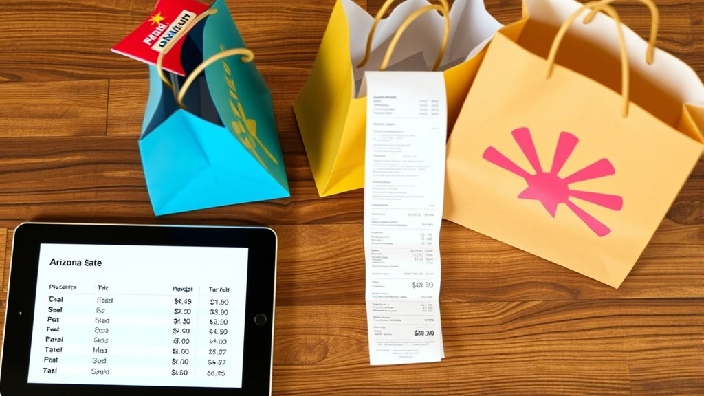 phoenix az tax rate - 
Shopping bags and receipt on wooden table with Arizona state tax rate informati