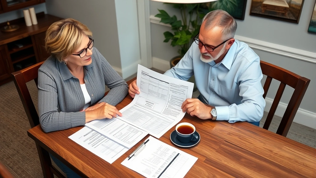 platte county personal property tax - 
Senior couple reviewing financial documents and tax forms at dining table with 