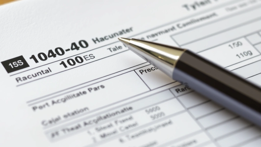 preliminary tax definition - 
Close-up of IRS Form 1040-ES with pen and financial calculations on paper
