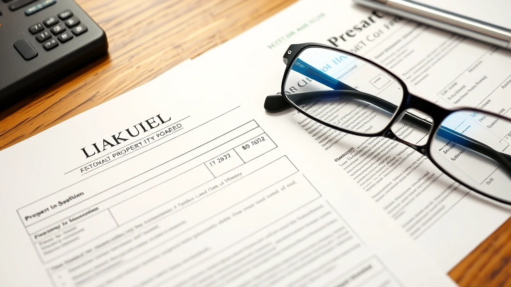 property tax estimator florida - 
Close-up of tax bill and property deed documents spread on wooden desk with rea