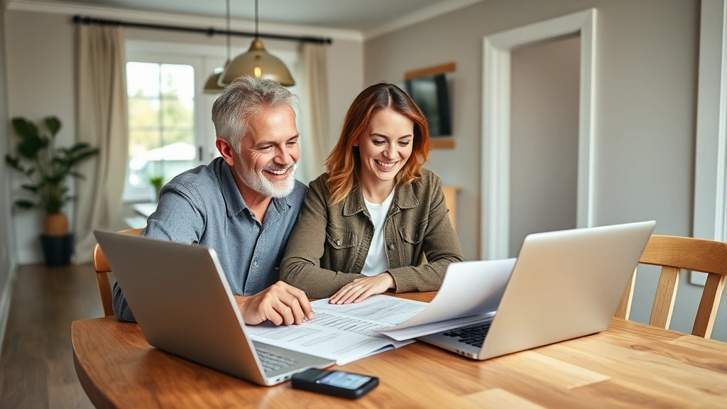 property tax milwaukee - 
Diverse couple reviewing home improvement plans and budget spreadsheet on lapto