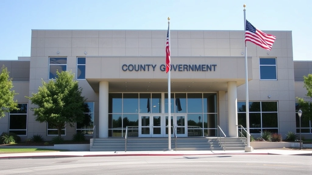 property tax rate york county sc - 
County government building exterior, modern architecture, American flag, profes