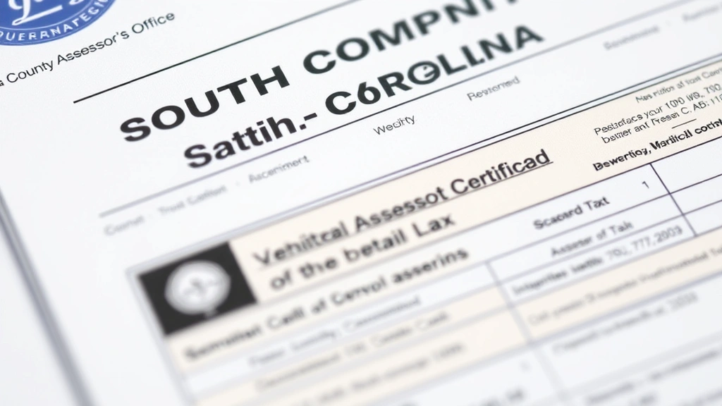 property tax south carolina vehicle - 
Close-up of South Carolina vehicle registration certificate and property tax bi