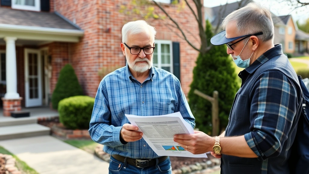 pueblo county tax assessor - 
Mature homeowner standing outside brick home with inspector, both reviewing cli