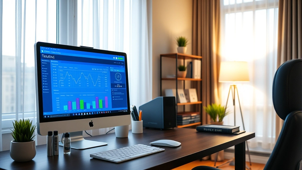 qualified dividends and capital gains tax worksheet - 
Modern home office setup with computer displaying tax software
