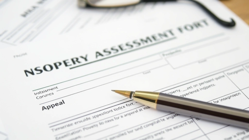 rankin county ms tax assessor - 
Close-up of property assessment notice and appeal form on desk with reading gla