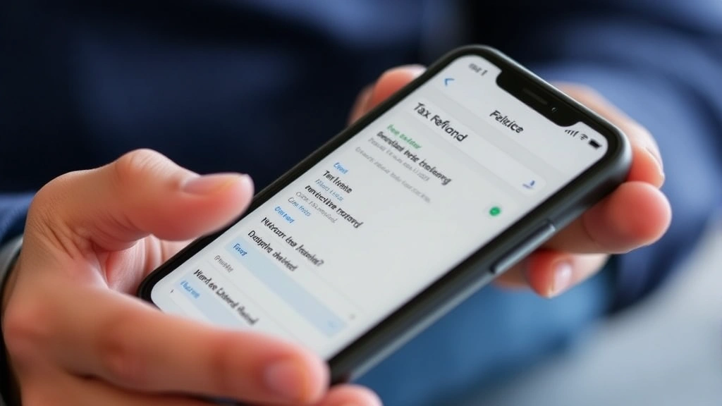 rhode island state tax refund status - 
Close-up of hands holding smartphone displaying tax refund status dashboard int