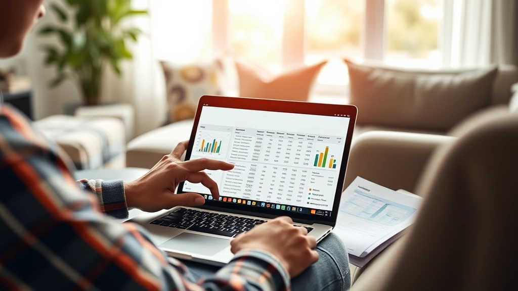 ri tax assessor - 
Homeowner comparing comparable property sales data on laptop with real estate l