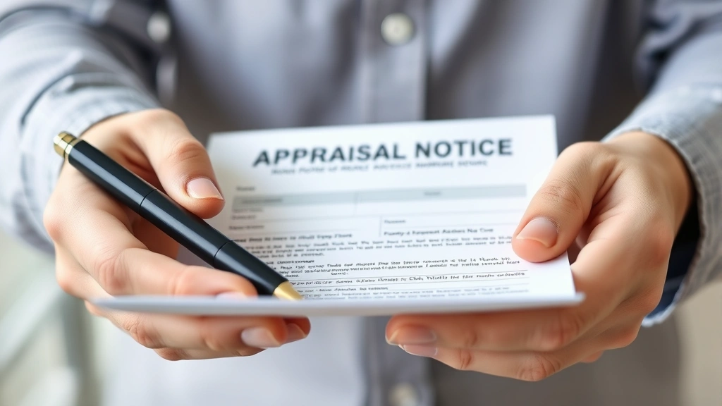 richland county sc tax - 
Close-up of hands holding home appraisal form and property assessment notice wi