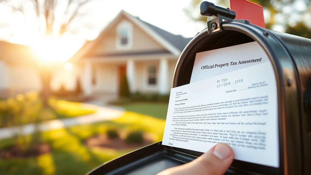 richmond property tax - 
Homeowner receiving official property tax assessment letter in mailbox, suburba