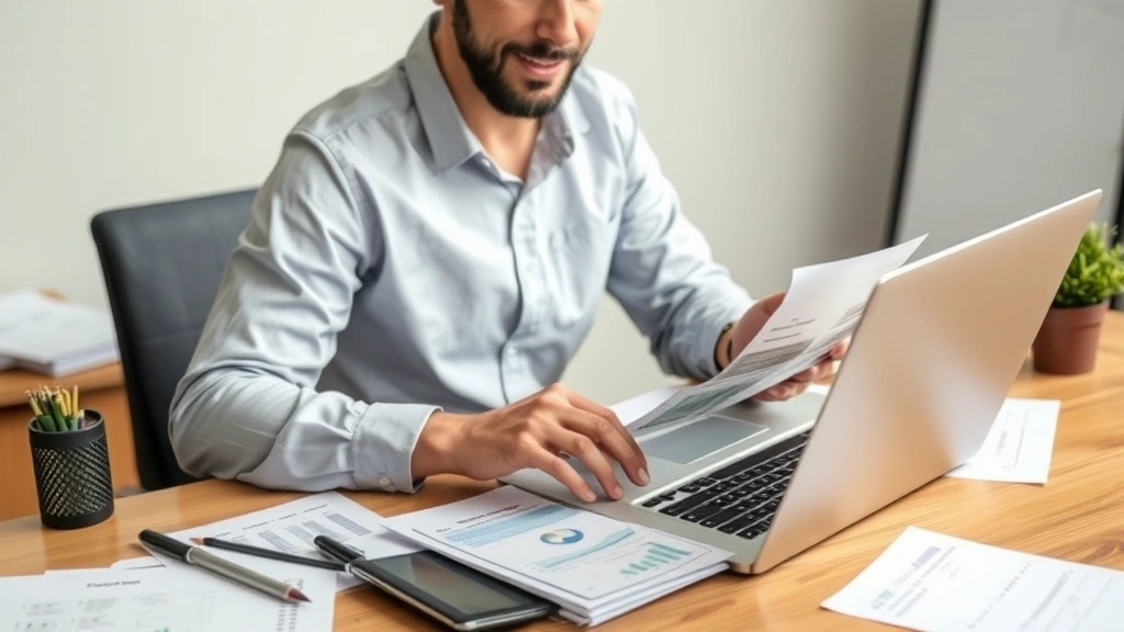 rita ohio tax - 
Diverse business owner working on laptop with financial spreadsheet and documen