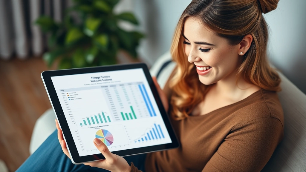 rita taxes ohio - 
Smiling woman reviewing financial statements and tax calculations on tablet dev