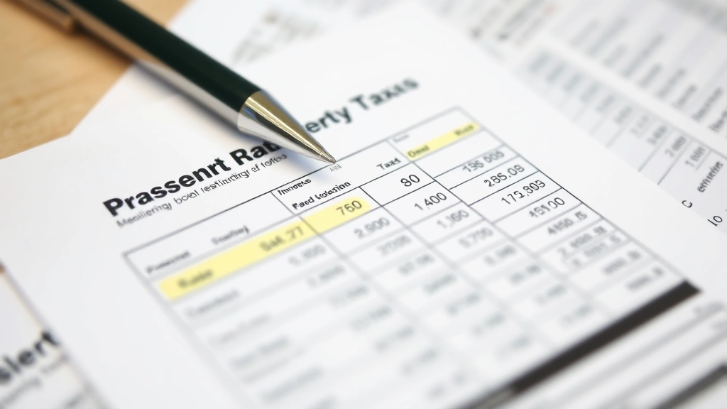 riverside real estate taxes - 
Close-up of property tax statement with highlighted numbers and pen, financial 