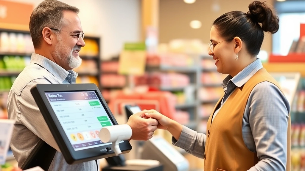 sales tax anaheim - 
Business owner at point-of-sale system processing transaction with sales tax di