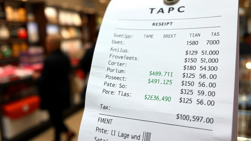 sales tax bellevue - 
Close-up of receipt showing itemized purchases with tax calculation highlighted