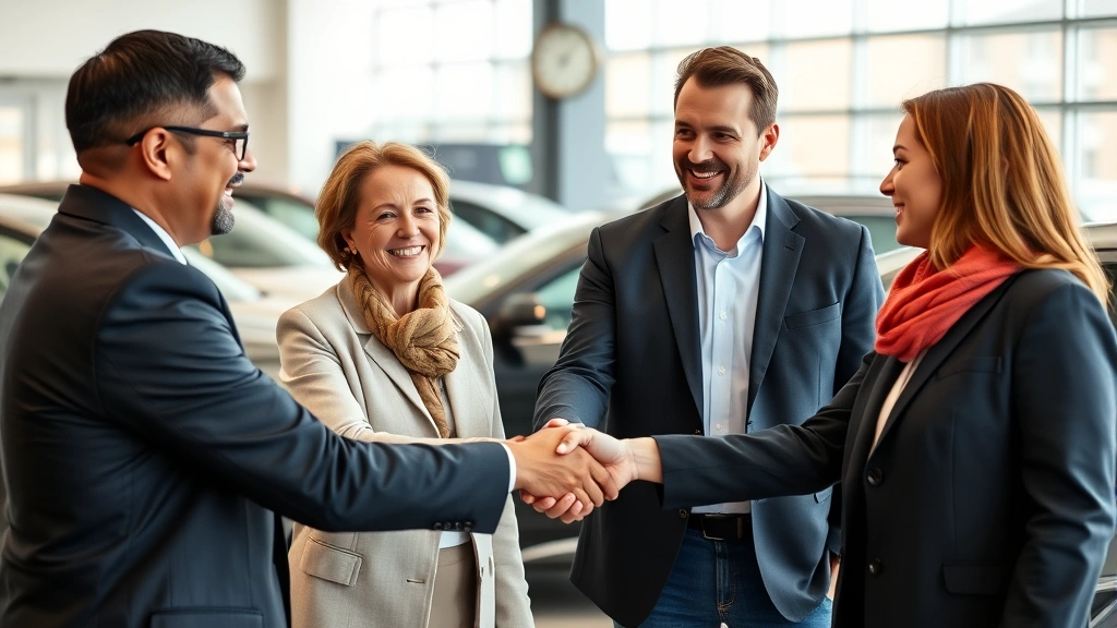 sales tax car arizona - 
Diverse couple shaking hands with car salesman at dealership
