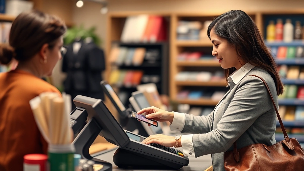 sales tax for miami fl - 
Business owner at point-of-sale terminal processing customer transaction in ret