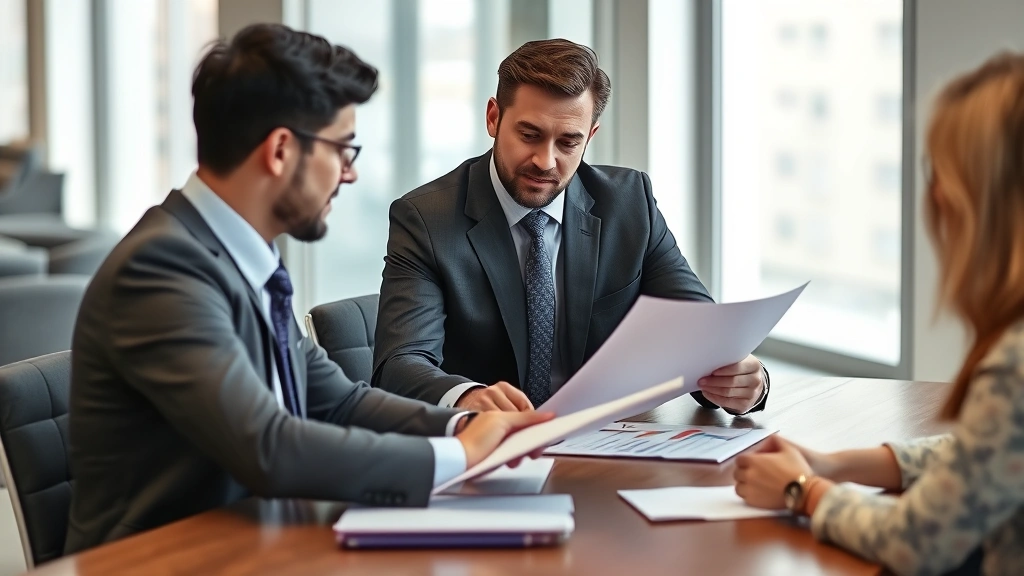 sales tax for miami fl - 
Financial professional in business attire explaining tax documents to client ac