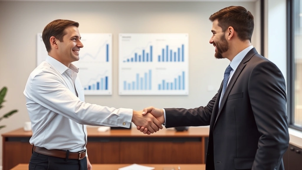 sales tax houston tx - 
Handshake between tax professional and client in modern office setting with fin