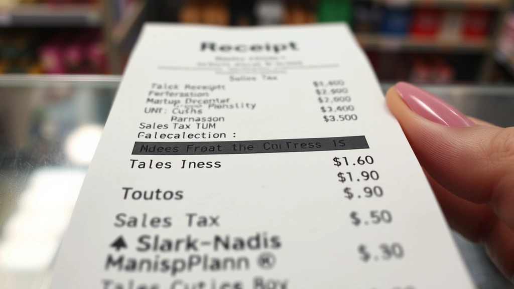 sales tax huntington beach california - 
Close-up of receipt showing itemized purchases with sales tax calculation highl