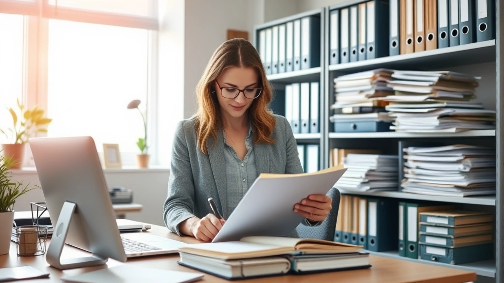 sales tax huntington beach california - 
Businesswoman organizing tax records and filing documents in organized office f