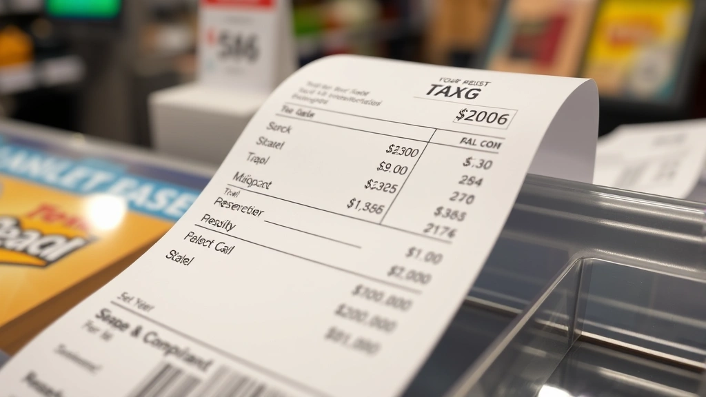 sales tax in charlotte - 
Close-up of receipt showing itemized purchases and sales tax calculation at che