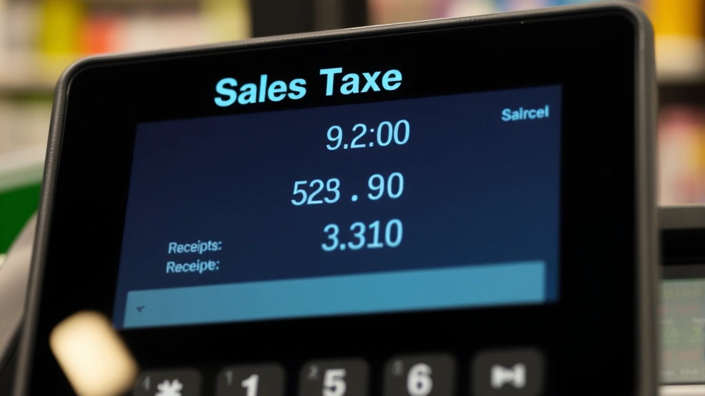 sales tax in connecticut - 
Close-up of a retail point-of-sale register display showing sales tax calculati