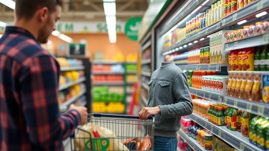 sales tax in connecticut - 
Customer shopping in a Connecticut grocery store examining price tags and consi