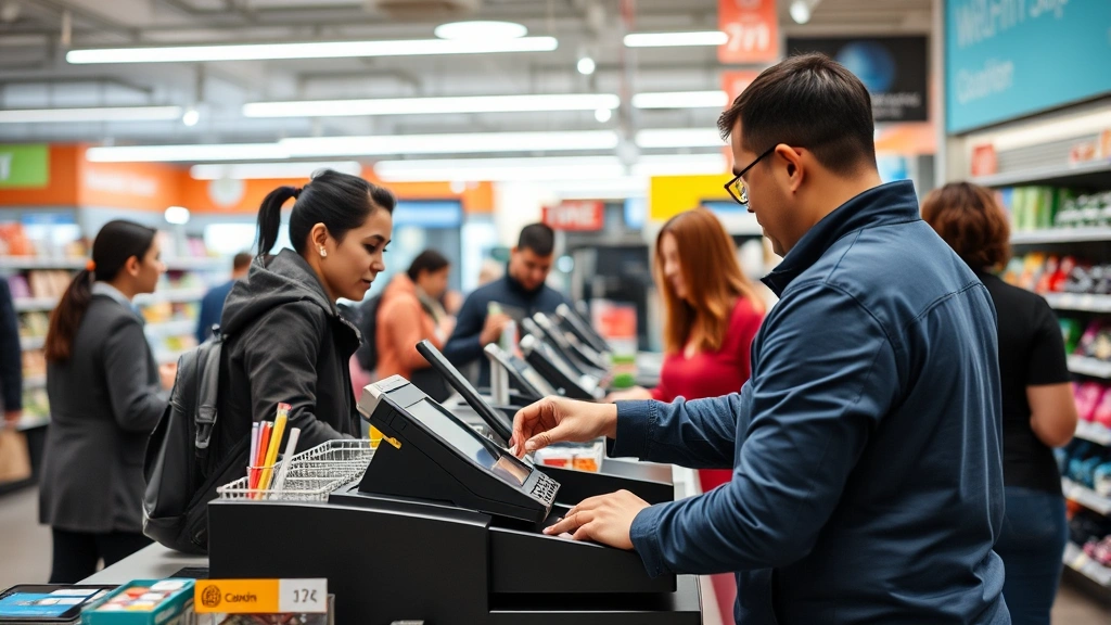 sales tax in jacksonville fl duval county - 
Busy retail store checkout counter with cashier processing transaction
