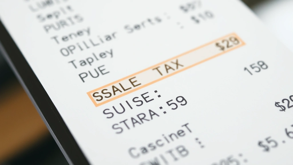 sales tax in pasadena ca - 
Close-up of a retail receipt showing itemized purchases with sales tax calculat