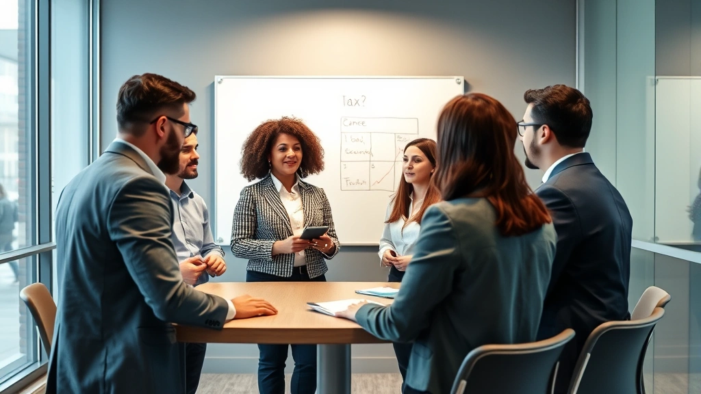 sales tax in santa clara ca - 
Diverse group in business casual attire discussing tax compliance in modern con