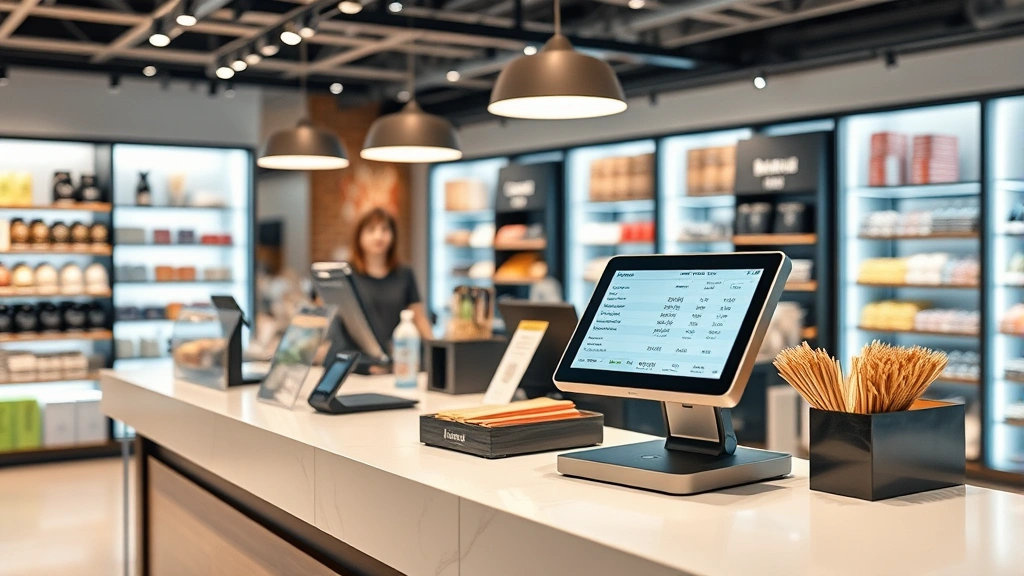 sales tax in santa clara county - 
Modern retail store counter with POS system displaying sales transaction, profe