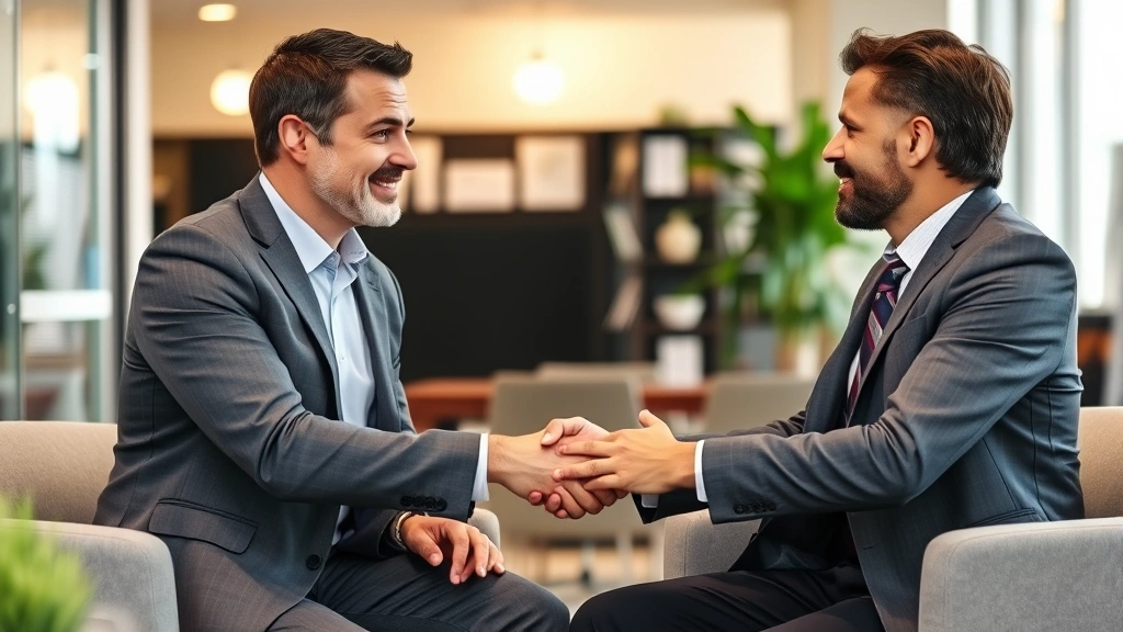 sales tax in santa clara county - 
Financial advisor meeting with client discussing tax obligations, handshake, co