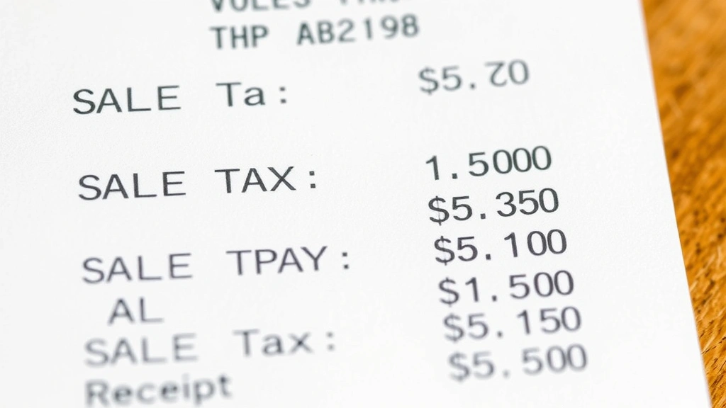 sales tax in santa clara county california -
Close-up of receipt showing itemized purchases with sales tax calculation highl