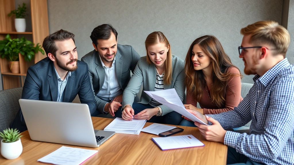 sales tax in tucson az - 
Diverse group in casual business meeting discussing tax strategy with laptop an