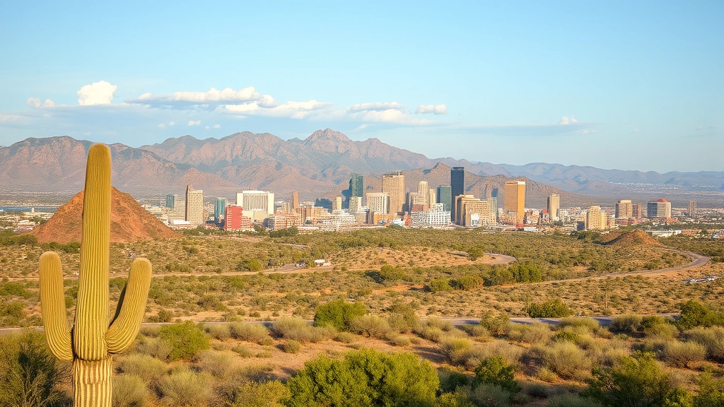 sales tax in tucson az - 
Arizona landscape with Tucson skyline in background, subtle tax form watermark 