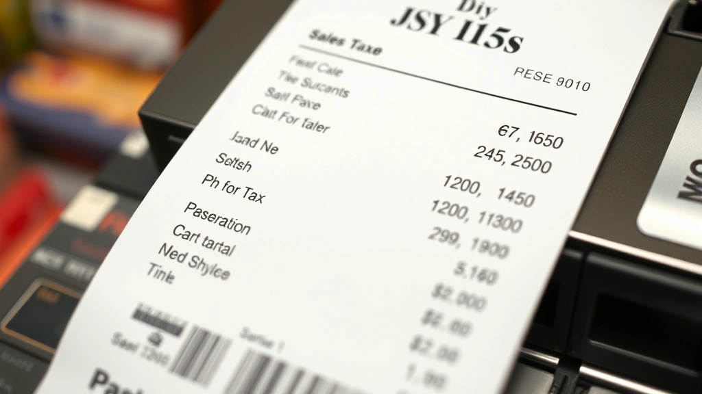 sales tax in vegas - 
Close-up of a shopping receipt showing itemized purchases and sales tax calcula