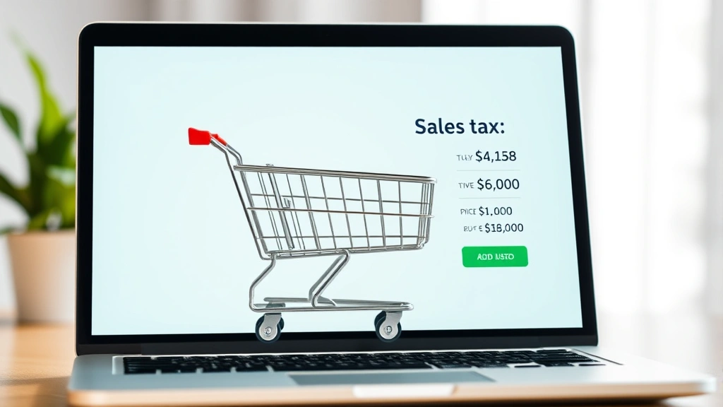 sales tax phoenix - 
Online shopping cart on laptop screen showing sales tax being calculated and ad