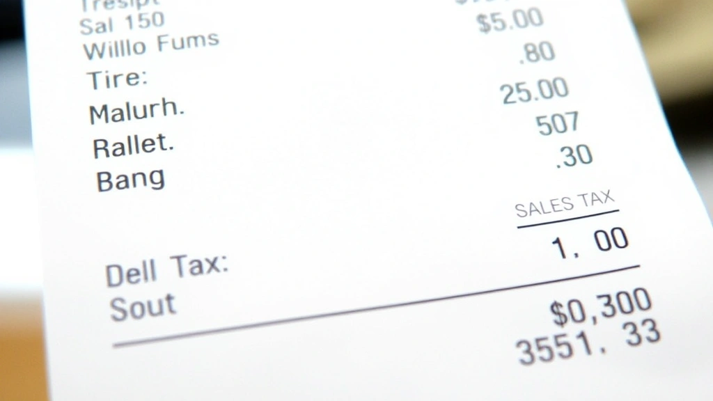 sales tax rate in seattle wa -
Close-up of a retail receipt showing itemized purchases and sales tax calculati