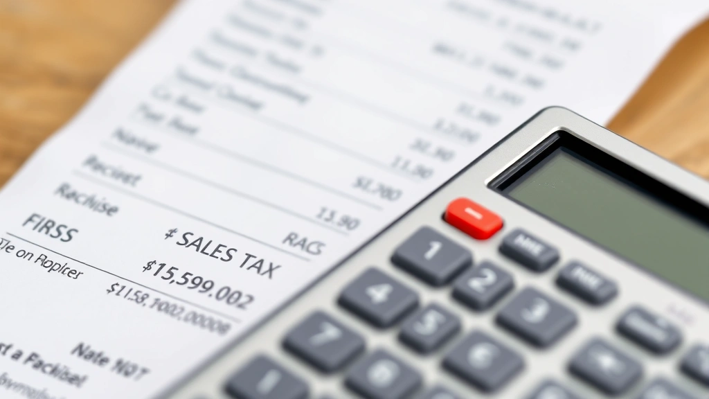 sales tax roseville ca - 
Close-up of receipt and calculator showing sales tax calculation on purchase
